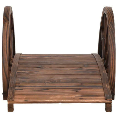 Solid Wood Fir Garden Bridge with Half-Wheel Design, Outdoor Decorative Ornamental Bridge